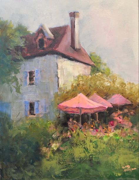 French Countryside Painting, Italy Countryside Aesthetic, Violet Painting, French Cottage Garden, Italy Countryside, French Impressionism, Countryside Art, Painting Impressionism, Stone Building