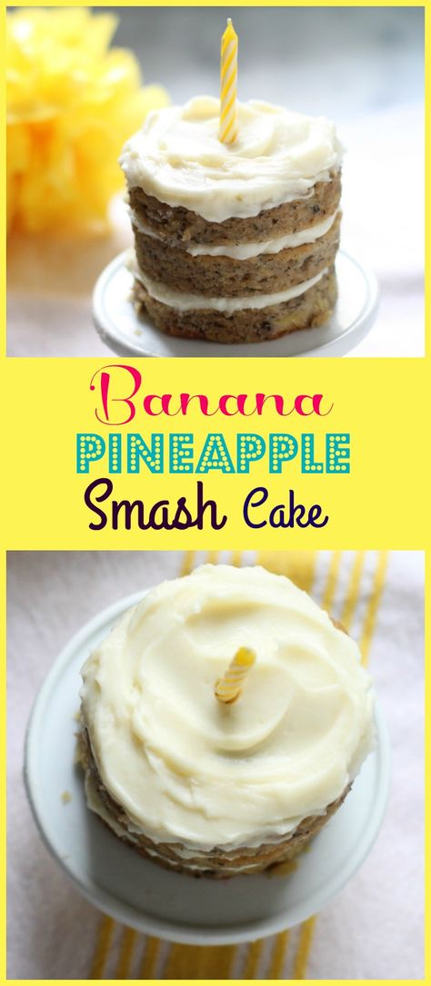 Banana Pineapple Smash Cake Healthy Smash Cake, Healthy Birthday Cakes, Smash Cake Ideas, Smash Cake Recipes, Baby Cake Smash, Baby Food Ideas, Smash Cakes, Smash Cake Boy, Baby Recipes