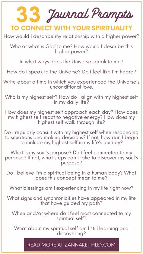 33 Spirituality Journal Prompts to Connect to Your Spirit | Zanna Keithley Therapy Affirmations, Spirituality Journal, Therapy Prompts, Bullet Journal Topics, Ballet Journal, Shadow Work Spiritual, Morning Journal Prompts, Mindfulness Journal Prompts, Psychology Notes