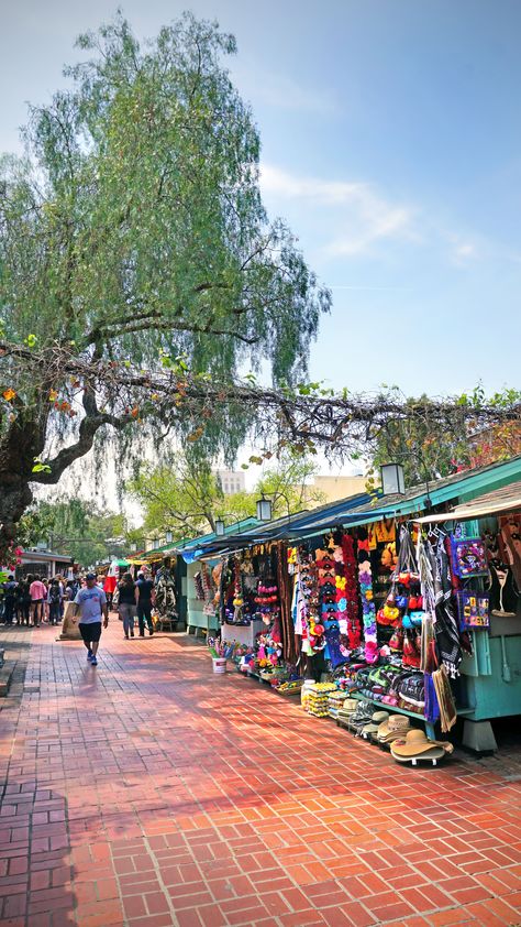 Olvera Street (Calle Olvera) is a historic district in downtown Los Angeles, and a part of El Pueblo de Los Angeles Historic Monument. Los Angeles was officially founded in 1781,[1] Olvera Street obtained it current name in 1877. Many of the Plaza District's Historic Buildings are on Olvera Street, as well as some of the oldest Los Angeles monuments including the Avila Adobe built in 1818, Pelanconi House built in 1857, and the Sepulveda House built in 1887. Olvera Street Los Angeles, Los Angeles Streets, Eve Babitz, Olvera Street, Cali Trip, Los Angeles Street, Los Angeles Restaurants, Santa Monica Beach, California Travel Road Trips