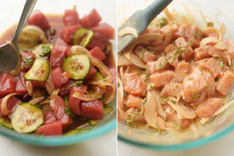 2 Easy Poke Sauce Recipes (Soy Sauce or Mayo Based) - Hungry Huy Spicy Poke Sauce, Poke Sauce Recipes, Poke Sauce, Poke Recipe, Raw Tuna, Vietnamese Soup, Raw Salmon, Mayo Sauce, Poke Bowls