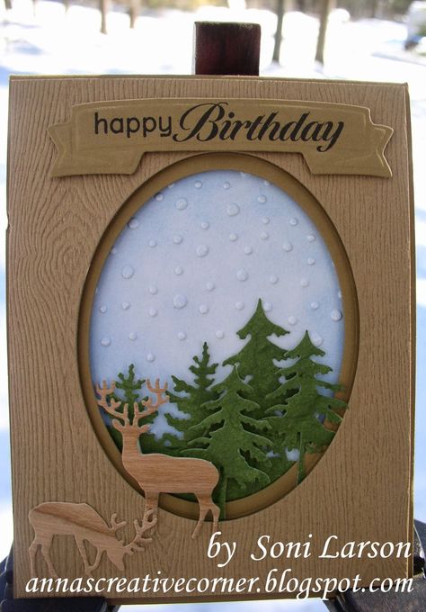 A Peek Inside The Creative Corner: Great Masculine Birthday Card with Little Deer! Cricut Birthday Cards, Birthday Card For Dad, Homemade Birthday Cards, Birthday Cards For Boys, Masculine Birthday Cards, Bday Cards, Boy Cards, Dad Birthday Card, Cricut Cards