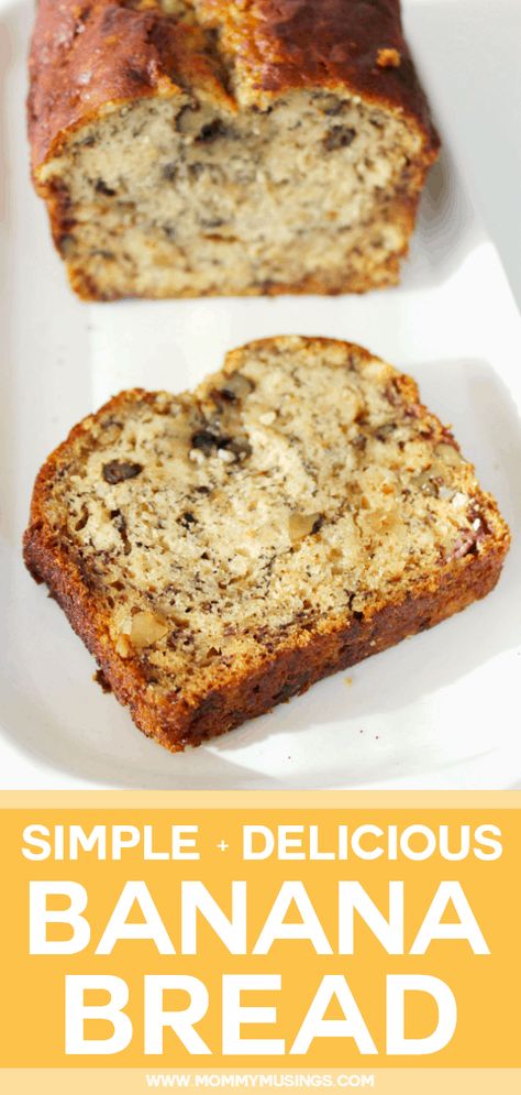 Is there anything more comforting than a warm slice of banana bread? This homemade recipe is easy to prepare and tastes amazing. Simple Banana Bread Recipe, Banana Bread With Oil, Simple Banana Bread, Super Moist Banana Bread, Delicious Banana Bread Recipe, Banana Recipe, Banana Nut Bread Recipe, Nut Bread Recipe, Banana Bread Recipe Moist