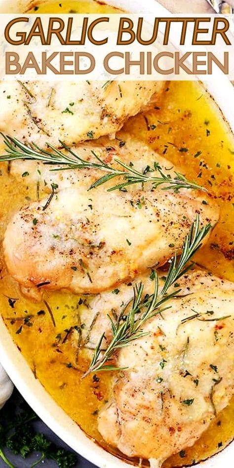 Baked Garlic Butter Chicken, Italian Chicken Breast, Pan Chicken Breast, Chicken Breast Dinner, Juicy Baked Chicken, Rosemary Recipes, Delicious Chicken Dinners, Butter Chicken Recipe, Rosemary Chicken