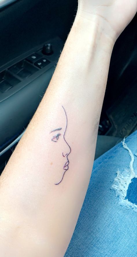 Baby side profile tattoo Baby Side Profile Tattoo, Baby Profile Tattoo, Baby Side Profile, Kendall Tattoo, Side Profile Tattoo, Baby Profile, Profile Tattoo, Tattoos That Mean Something, Mom Baby Tattoo