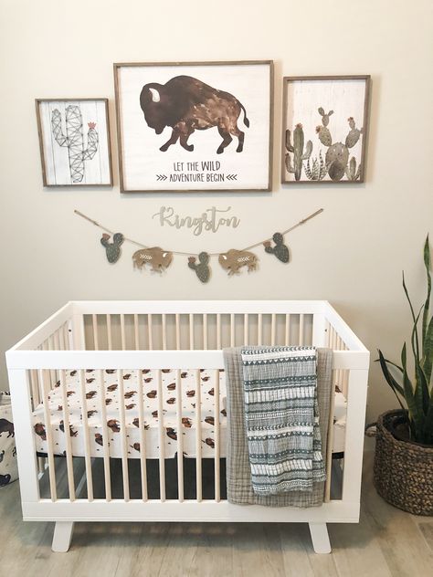 Buffalo Boy nursery Bison Themed Nursery, Bison Nursery, Buffalo Nursery, Baby Surprise, Baby Boy Stuff, Wild Adventures, Boy Stuff, Boy Mom, Nursery Themes