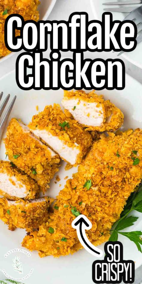 This easy cornflake chicken recipe uses corn flakes and is cooked on the stove! Such a delicious dinner recipe. Crispy Chicken With Corn Flakes, Air Fryer Corn Flake Chicken, Corn Flakes Chicken, Chicken With Corn Flakes, Fried Chicken Corn Flakes, Baked Corn Flake Chicken, Fried Chicken With Corn Flakes, Corn Flake Chicken, Healthy Chicken Strips