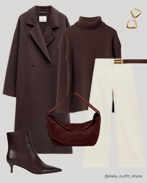 Small Boots Outfit, Beige And Burgundy Outfit, London In February Outfits, Work Outfit With Boots, Winter Outfits With Heels, Camel Wool Coat Outfit, Winter Basics Wardrobe, Camel Coat Outfit Winter Style, Outfit Chic Elegant