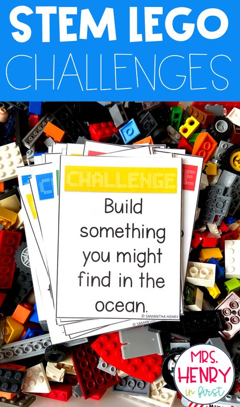 Lego Club Challenges, Lego Building Challenges For Kindergarten, Lego Stem Activities For Kindergarten, Lego Club Activities, Lego Fun Ideas, Lego Stem Ideas, Stem Activities With Legos, Preschool Lego Activities, Lego Club Ideas For Elementary Schools