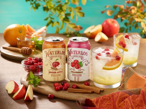 Waterloo Recipes | Waterloo Recipes Drinks | Waterloo Sparkling Water Sparkling Water Mocktail, Sparkling Water Cocktail, Sparkling Water Recipes, Sparkling Water Drinks, Apple Punch, Punch Drink, Cranberry Drinks, Easy Mocktail Recipes, Apple Cocktail