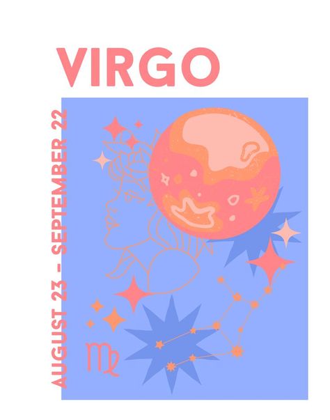 September Zodiac, Virgo Astrology, Astrology Poster, College Wall Art, College Poster, Virgo Art, Virgo Girl, Virgo Constellation, Astrology Virgo