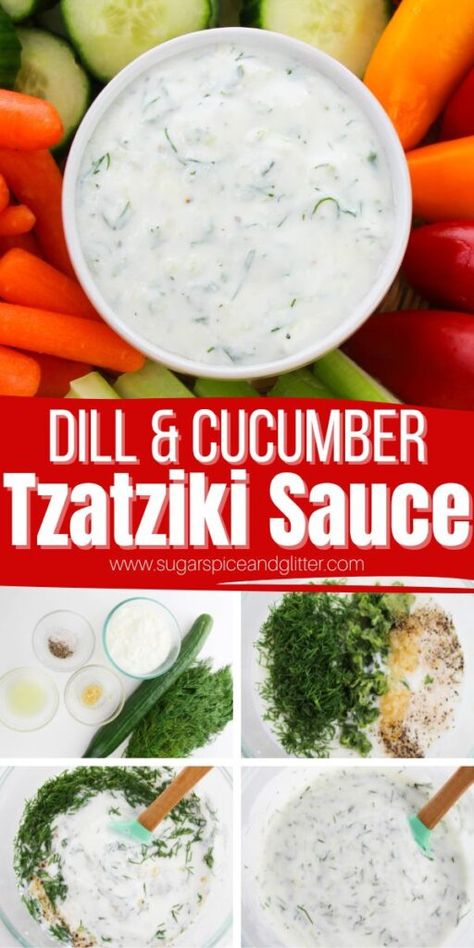 Homemade Tzatziki Sauce is a refreshing, creamy and tangy herbed yogurt and cucumber dip that is perfect as a sauce on grilled meats or a dip alongside vegetables. It's a classic Greek recipe that can be whipped up in less than 10 minutes at home. Taziki Sauce, Yogurt And Cucumber, Cucumber Dip, Cucumber Sauce, Greek Recipe, Beef Kebabs, Homemade Tzatziki Sauce, Cucumber Dill, Homemade Tzatziki