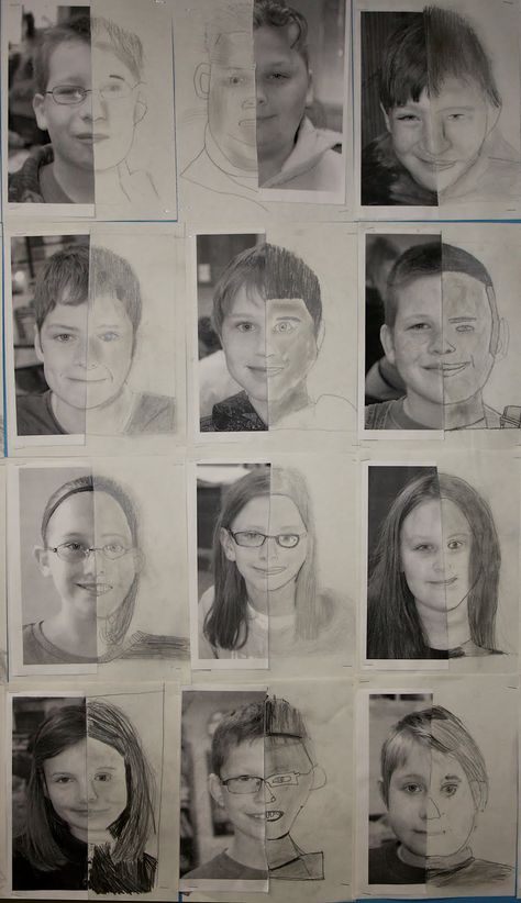 These self-portrait drawings by 5th graders were on display at the elementary school at the end of the school year, a nice tribute to the 5t... Matisse Art Project, Self Portrait Drawing, Starověký Egypt, Self Portrait Art, 5th Grade Art, Elementary Art Projects, Matisse Art, Art Lessons Elementary, School Art Projects