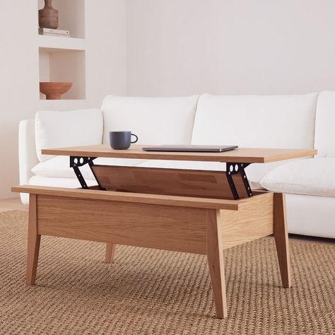 Lift-Top Coffee Tables Are The Secret Storage Every Home Needs Coffee Table West Elm, Living Room Toy Storage, Coffee Table Oak, West Elm Coffee Table, Secret Storage, Table Styling, Lift Top Coffee Table, Furniture Trends, Living Room Collections