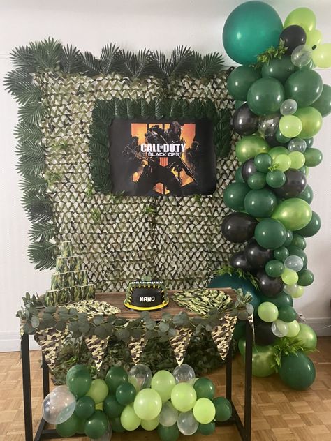 Army Balloon Arch, Camo Balloon Arch, Camouflage Birthday Party, Army Birthday Parties, Military Party, Army's Birthday, Army Party, Balloon Tower, Party Centerpieces