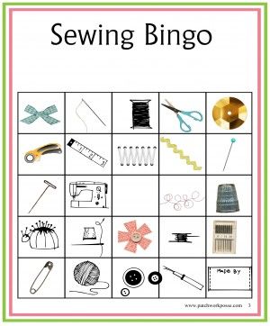 Sewing Bingo Printable Boards Sewing Games Ideas, Sewing Games, Quilters Party Games, Bingo Patterns Ideas, Games To Play At Quilt Retreats, Bingo Fabric, Quilt Guild Programs, Quilt Retreat Gifts, Bingo Cards To Print