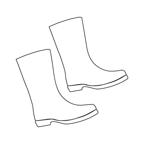 Vector rubber boots in doodle style shoe... | Premium Vector #Freepik #vector #boots #cartoon-shoes #line-illustration #outline Rubber Boots Drawing, Boots Drawing Easy, Easter Templates Printables, Gum Boot, Illustration Outline, Black And White Boots, Silhouette Patterns, Working In The Garden, Mens Den