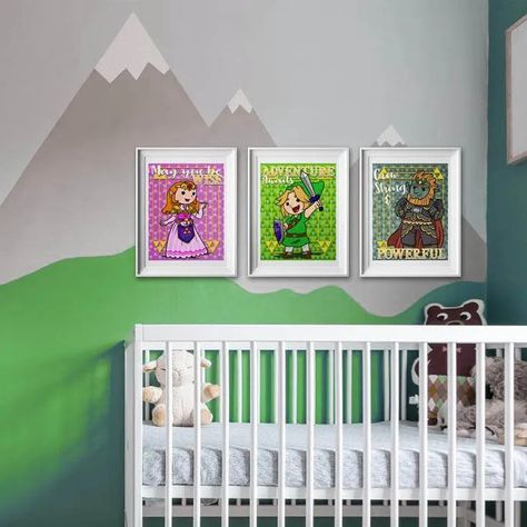 Legend Of Zelda Room, Zelda Room Decor, Zelda Nursery, Zelda Room, Zelda Baby, Legend Of Zelda Art, Harry Potter Nursery, Foster Baby, Link Art