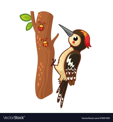 Woodpecker Illustration, Bird Cartoon, Tree Beautiful, Disney Princess Modern, Channel Art, Color Palette Generator, Holiday Illustrations, Collage Maker, Cartoon Style