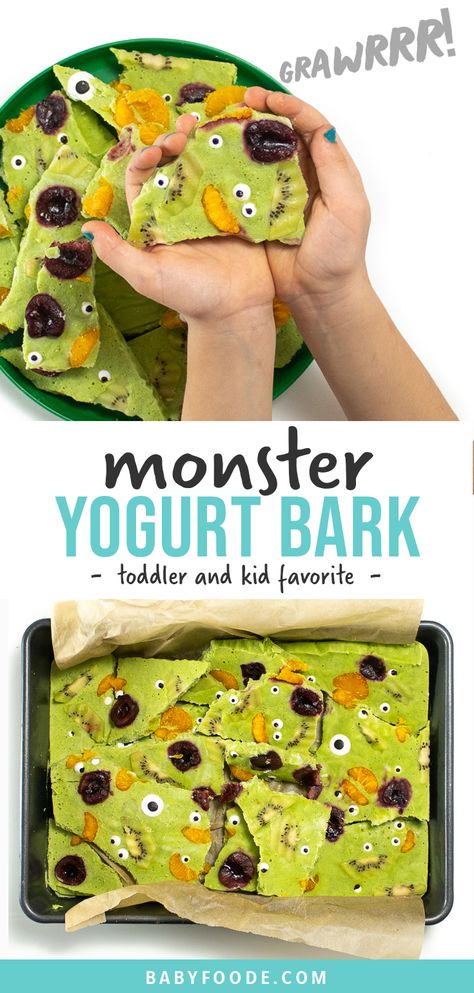 Monster Snacks, Snack Halloween, Halloween Toddler Party, Healthy Halloween Food, Frozen Yogurt Bark, Halloween Snacks For Kids, Fun Halloween Treats, Healthy Halloween Treats, Healthy Halloween Snacks