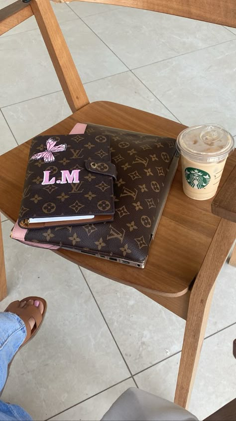 Louis Vuitton School Bag, Lv Notebook, Louis Vuitton Bag Aesthetic, Rosé Pink Aesthetic, Louis Vuitton Notebook, Louis Vuitton Aesthetic, Louise Vuitton, Pretty Mess, Expensive Taste