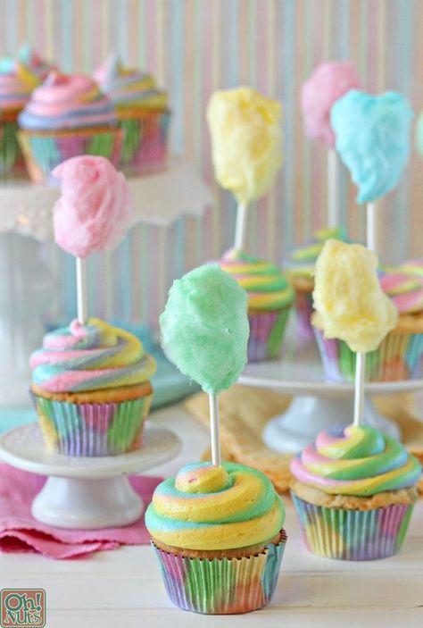 Cupcakes Bonitos, Cotton Candy Cupcakes, Candy Cupcakes, Cookies Cupcake, Candy Cupcake, Cupcake Wars, Colorful Cupcakes, S'mores, Snacks Für Party