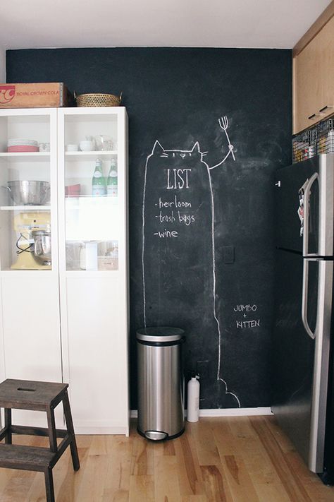 Kitchen Wall Storage Cabinets, Chalkboard Wall Kitchen, Chalkboard Kitchen, Blackboard Paint, Kitchen Chalkboard, Kitchen Wall Storage, Blackboard Wall, Magnetic Chalkboard, Organizing Hacks