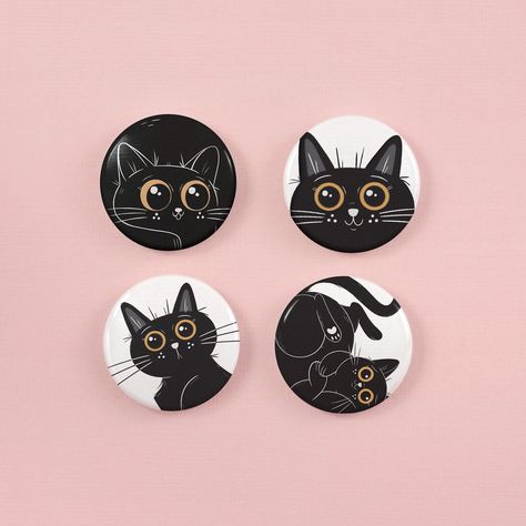 Black Cat Magnets, 1.25" Fridge Magnets, Cat Lover's Gift, Kitty Fridge Magnets, Illustrated Cats, Home Accessory, Office Magnets, Set of 4 by NicoleStandard on Etsy https://www.etsy.com/ca/listing/738775580/black-cat-magnets-125-fridge-magnets-cat Cat Magnets, Black Cat Illustration, Ceramic Magnets, New Project Ideas, Cat Illustrations, Cute Black Cat, Abstract Art Wallpaper, Cute Black Cats, Like A Cat