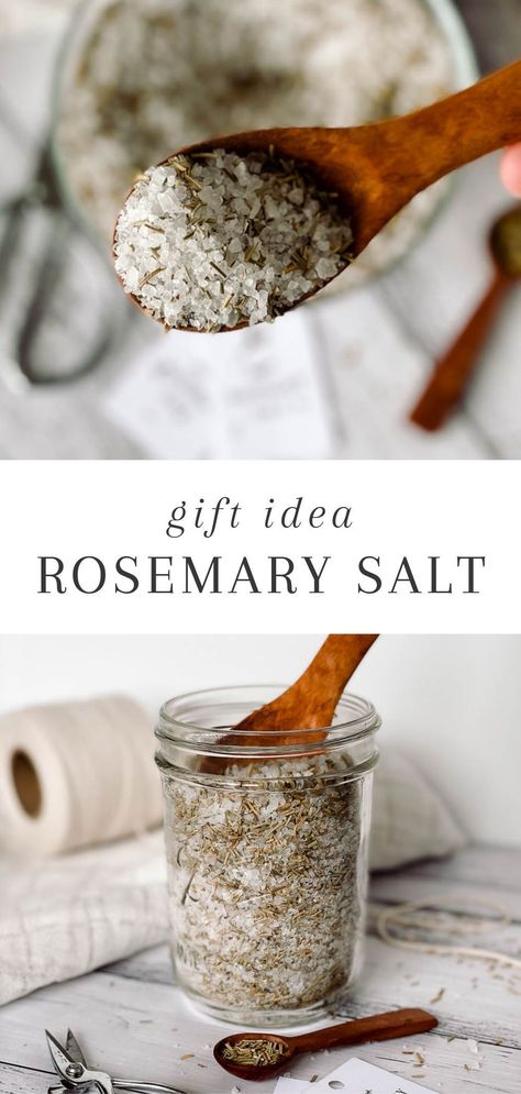 If you have a rosemary plant that just keeps on giving this easy but fragrant rosemary salt recipe is for you. Rosemary Salt Scrub, How To Make Rosemary Salt, Storing Rosemary Fresh Herbs, Diy Flavored Salt Recipe, Gifts With Rosemary, What To Do With Dried Rosemary, Diy Infused Salt, Rosemary Simmer Pot Recipes, Things To Make With Rosemary