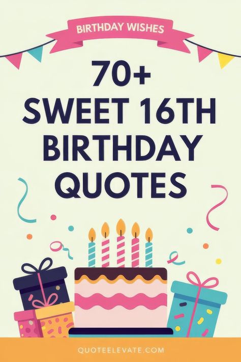 Turning 16 is a moment to remember! Discover over 70 beautiful Sweet 16 quotes and sayings to make the day extra special. Perfect for cards, captions, or heartfelt messages! #Sweet16Quotes #BirthdayMagic Sweet Sixteen Birthday Cards Handmade, Sweet Sixteen Quotes Daughters, Sweet 16 Quotes, Sweet Sixteen Quotes, 16th Birthday Quotes, Birthday Captions For Myself, 16 Quotes, Sweet 16th Birthday, 16th Birthday Card