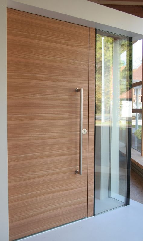 Oak Doors With Glass, Timber Front Door, Front Doors Uk, Wood Front Entry Doors, Entry Door With Sidelights, Solid Wood Front Door, Oak Front Door, Entry Doors With Glass, Contemporary Front Doors