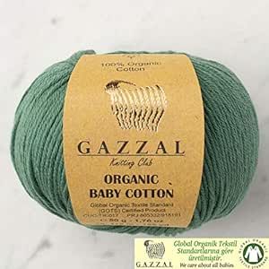 3 Ball (Pack) Gazzal Organic Baby Cotton Yarn, Total 5.28 Oz.100% Organic Cotton, Each 1.76 Oz (50g) / 125 Yrds (115 m), 3 Light DK, Global Organic Textile Standard Certified (Green - 427, 3 Pack) Knitting Club, Global Textiles, Hand Knitting Yarn, Cotton Plant, Baby Garments, Baby Projects, T Shirt Yarn, Baby Yarn, Natural Fibres