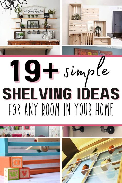 Easy Diy Shelving, Storage Shelving Ideas, Diy Shelving Ideas, Diy Shelves Bedroom, Creative Shelving Ideas, Ikea Shelving Unit, Diy Closet Shelves, Diy Shelving, Easy Shelves