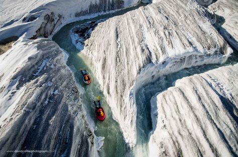 Hydrospeeding down a glacier in the Alps. Aletsch Glacier, Vail Resorts, Base Jump, Wet And Wild, Water Slides, Outdoor Adventure, Rafting, National Geographic, Beautiful World