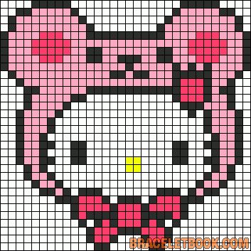 Free Kawaii Hello Kitty Cross Stitch Chart or Hama Perler Bead Pattern Hello Kitty Cross Stitch, Kitty Cross Stitch, Kawaii Cross Stitch, Bunny Flower, Modele Pixel Art, Hello Kitty Crochet, Graph Crochet, Pixel Crochet, Tapestry Crochet Patterns