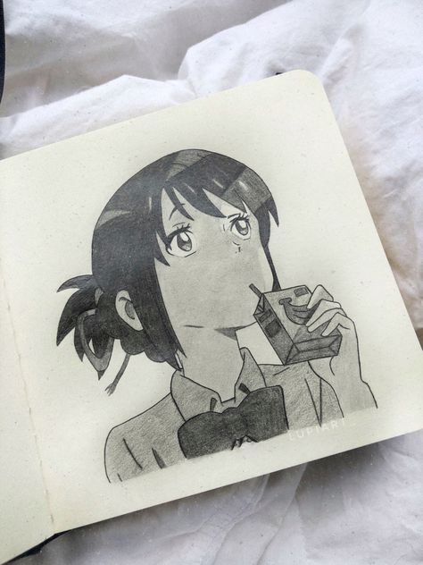 Your Name Anime Sketch, Your Name Drawing Pencil, Your Name Anime Drawing, Your Name Sketch, Your Name Drawing, Mitsuha Miyamizu, Sketch Images, Name Drawings, Fanart Sketch