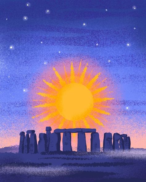 Solstice Illustration, Stonehenge Solstice, Solstice Art, Summer Solstice, Stonehenge, Art Classes, Summer Vibes, Aesthetic Wallpapers, The Year