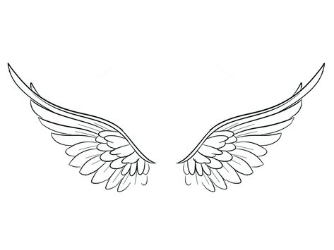 Halo Wings Tattoo, Wing Tatoos Woman, Angel Wings On Shoulder Tattoo, Greek Angel Drawing, Angel Wing Sketch, Angels Tattoo For Women, Angel Wing Tattoo Designs For Women, Angel Wings Line Art, Simple Wings Tattoo