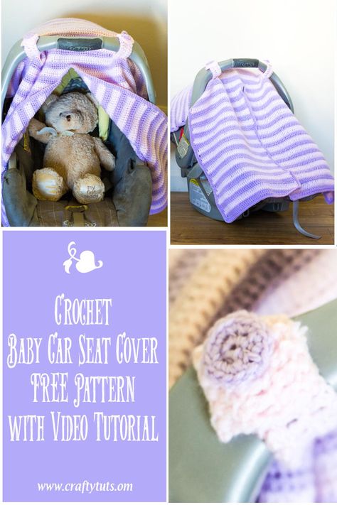 "Car Seat Cover - Crochet pattern to create a cover for any baby car seat. This cute car seat cover has a split in the middle, so you can easily open it and check on the baby. Is also very useful if you choose to cover the baby from the sun, and you only need to cover one side and leave the opposite side open. Created using two colors, but you can use as few or as many colors as you want." Crochet Baby Car Seat Cover, Car Seat Cover Pattern Free, Baby Car Seats Newborn, Crochet Car Seat Cover, Cute Car Seat Covers, Car Seat Cover Pattern, Baby Car Seat Cover, Baby Carrier Cover, Crochet Car