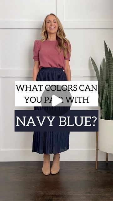 Merrick White / Style Educator on Instagram: "12 colors that pair beautifully with NAVY BLUE…which is your favorite color pairing?? Tell me! 👇🏼👇🏼 Pretty sure that forest green is it for me 🤩 Navy blue is such a gorgeous and versatile color and goes with literally anything, but I think sometimes we default to the basics (black, white, cream) and we don’t realize just how many colors we could pair together. It opens up so many new possibilities in our closets! This is part 2 of my #merrickgetscolorful series…we started with Olive Green and now Navy Blue. All of these outfits and links to these pieces are on MERRICKSART.com today in a new blog post! Which color should I do next for #merrickgetscolorful??? 🎨 OTHER WAYS TO SHOP THESE PIECES: 1️⃣ Leave a comment with the word LINK and I’ll Colours To Wear With Navy, Navy With Green Outfits, Mint Green And Navy Blue Outfit, Olive And Navy Outfit, Navy And Gray Outfit, Colors That Go With Navy Blue Outfits, Navy Blue Matching Colors Outfit, Green And Navy Blue Outfit, Navy Blue Midi Skirt Outfit