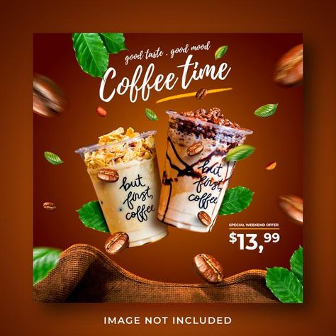 Coffee shop drink menu promotion social ... | Premium Psd #Freepik #psd #banner #food #business #coffee Coffee Promotion Ideas, Premium Graphic Design, Drink Design Ideas, Coffee Promotion Design, Food Ads Design, Coffee Design Ideas, Drinks Ads, Drink Ads, Menu Drink