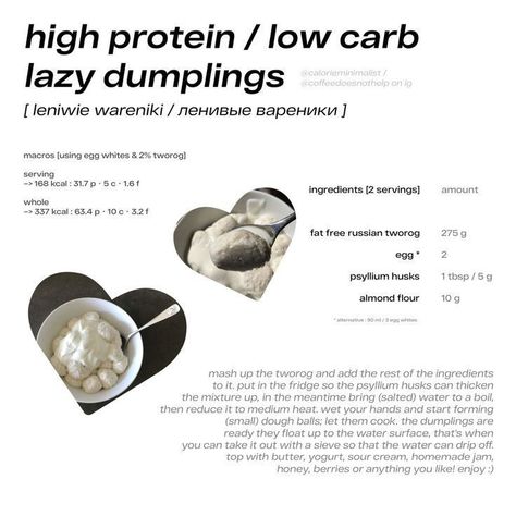 kiki ✿˚ . on X Lowcal Recipe, Low Carb Dumplings, Easy Low Cal Recipe, Wl Recipes, Low Cal Diet, Volume Eating, Healthy Snaks, Witch Stuff, Calorie Recipes