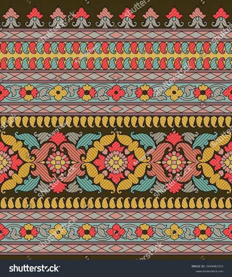 Traditional Mughal Border Design Printing Weaving Stock Illustration 2044481255 | Shutterstock Bird Wallpaper Bedroom, Mughal Border, Botanical Flower Art, Ajrakh Prints, Print Design Art, Paisley Art, Textile Prints Design, Digital Borders Design, Indian Folk Art