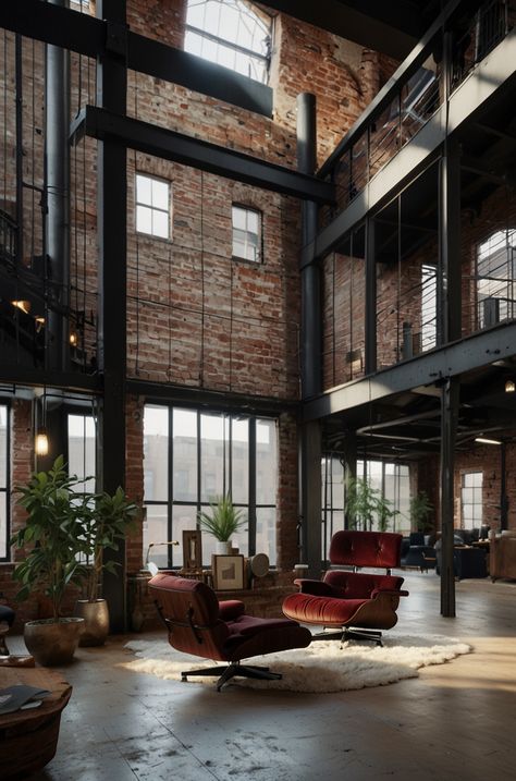 Industrial Warehouse Home, Loft Apartment Interior, Fancy Homes, Industrial Luxe, Brick Warehouse, Loft Floor Plans, Loft Floor, Loft Apartments, Girl Apartment