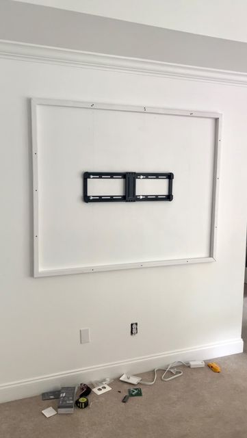 How To Install Tv Wall Mount, Floating Tv Wall Panel, Tv Mounted On The Wall In Bedroom, Wall Tv Frame, Malm Diy, Tv Cover Up, Tv Wall Installation, Tv Mounted, Tv Installation