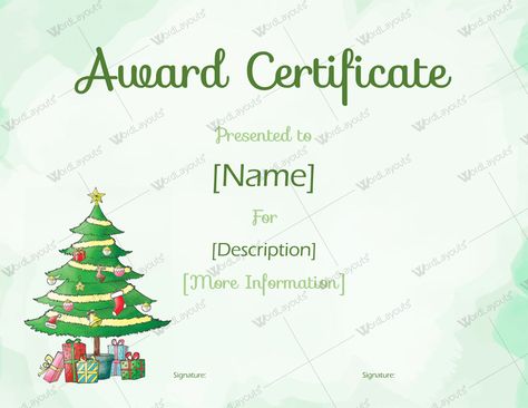 Christmas-Tree-Award-Certificate-Template-Word-Free Award Templates Free, Winner Certificate, Office Goals, Christmas Gift Certificate Template, Christmas Gift Certificate, Kids Awards, Award Template, Christmas Tree Template, Awards Certificates Template