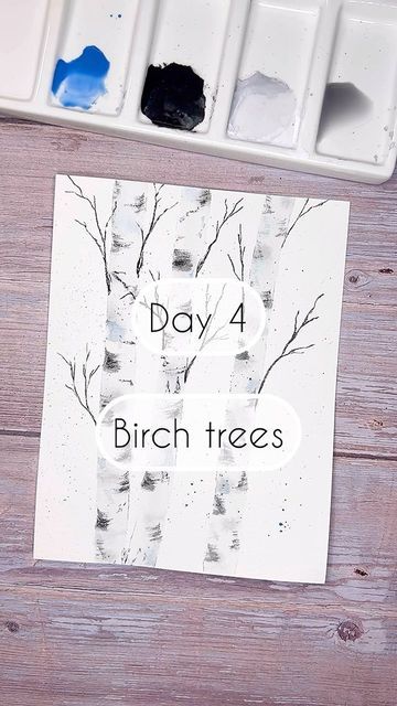 Jen Sweeney | floral watercolor artist & instructor on Instagram: "𝗗𝗮𝘆 𝟰 𝗼𝗳 𝟭𝟬 - The beautiful birch tree details 👇🏼⁣ ⁣ • Using my Beste Fountain 𝘄𝗲𝗱𝗴𝗲 𝗯𝗿𝘂𝘀𝗵, 𝘀𝗶𝘇𝗲 𝟴, I make a quick wash from bottom to top on my 𝗔𝗿𝗰𝗵𝗲𝘀 𝗰𝗼𝗹𝗱 𝗽𝗿𝗲𝘀𝘀𝗲𝗱 𝘄𝗮𝘁𝗲𝗿𝗰𝗼𝗹𝗼𝗿 𝗽𝗮𝗽𝗲𝗿. Give your trees some charm and don’t make them all super straight ⁣ • Drop in a light mix of 𝗦𝗵𝗮𝗱𝗼𝘄 𝗩𝗶𝗼𝗹𝗲𝘁 (Daniel Smith) in a few places. I absolutely adore this color. ⁣ • Let dry. Then, the magic begins… 𝗱𝗿𝘆 𝗯𝗿𝘂𝘀𝗵 𝘀𝗼𝗺𝗲 𝘀𝘄𝗲𝗲𝗽𝗶𝗻𝗴, 𝘀𝗹𝗶𝗴𝗵𝘁𝗹𝘆 𝗰𝘂𝗿𝘃𝗲𝗱 𝘀𝘁𝗿𝗼𝗸𝗲𝘀 𝗼𝗳 𝗖𝗼𝗯𝗮𝗹𝘁 𝗯𝗹𝘂𝗲, 𝗕𝗹𝗮𝗰𝗸, 𝗮𝗻𝗱/𝗼𝗿 𝗺𝗼𝗿𝗲 𝗦𝗵𝗮𝗱𝗼𝘄 𝗩𝗶𝗼𝗹𝗲𝘁. 👉🏻 This is another danger zone where you can easily overdo it.⁣ • I use my brush in the “belly Watercolor Birch Trees Tutorial, Watercolor Birch Trees, Paintings Tutorials, Danger Zone, Watercolor Christmas Cards, Dry Brush, Birch Trees, Watercolor Paintings Tutorials, Watercolor Inspiration