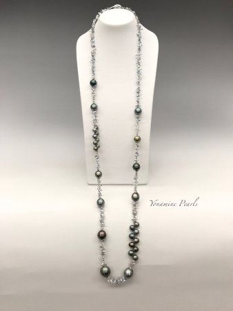 Natural Necklace, Roppongi, Tahitian Black Pearls, Nature Necklace, Long Beaded Necklace, Black Jewelry, Rope Necklace, Black Pearl, Tahiti