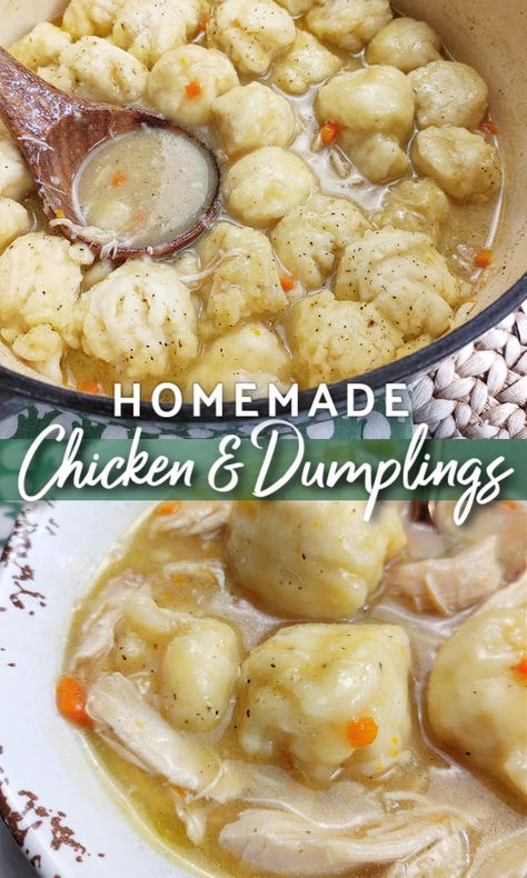 South Your Mouth Recipes Chicken, Chicken Noodle And Dumpling Soup, Drop Chicken And Dumplings, Dropped Dumplings, Chicken And Dumplings Homemade, Flour Dumplings Recipe, Southern Style Chicken And Dumplings, Homemade Dumplings Dough, Dinner Ideas Easy Chicken