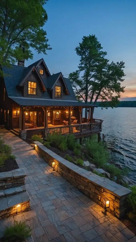 Lake House Ideas, Small Lake Houses, Floor Living, Lakeside Living, Open Concept Layout, Dream Life House, Mountain Decor, Summer Escape, Cozy Aesthetic